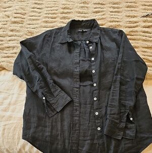 Quince Black Linen Shirt